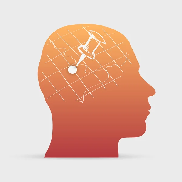 인간의 머리와 손으로 그린된 지도 아이콘 — Stok Vektör