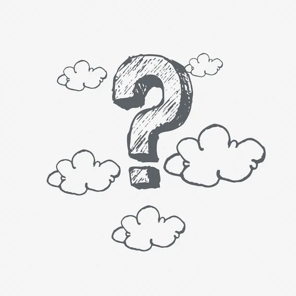 Hand drawn question mark in clouds, conept illustration — Stock Vector