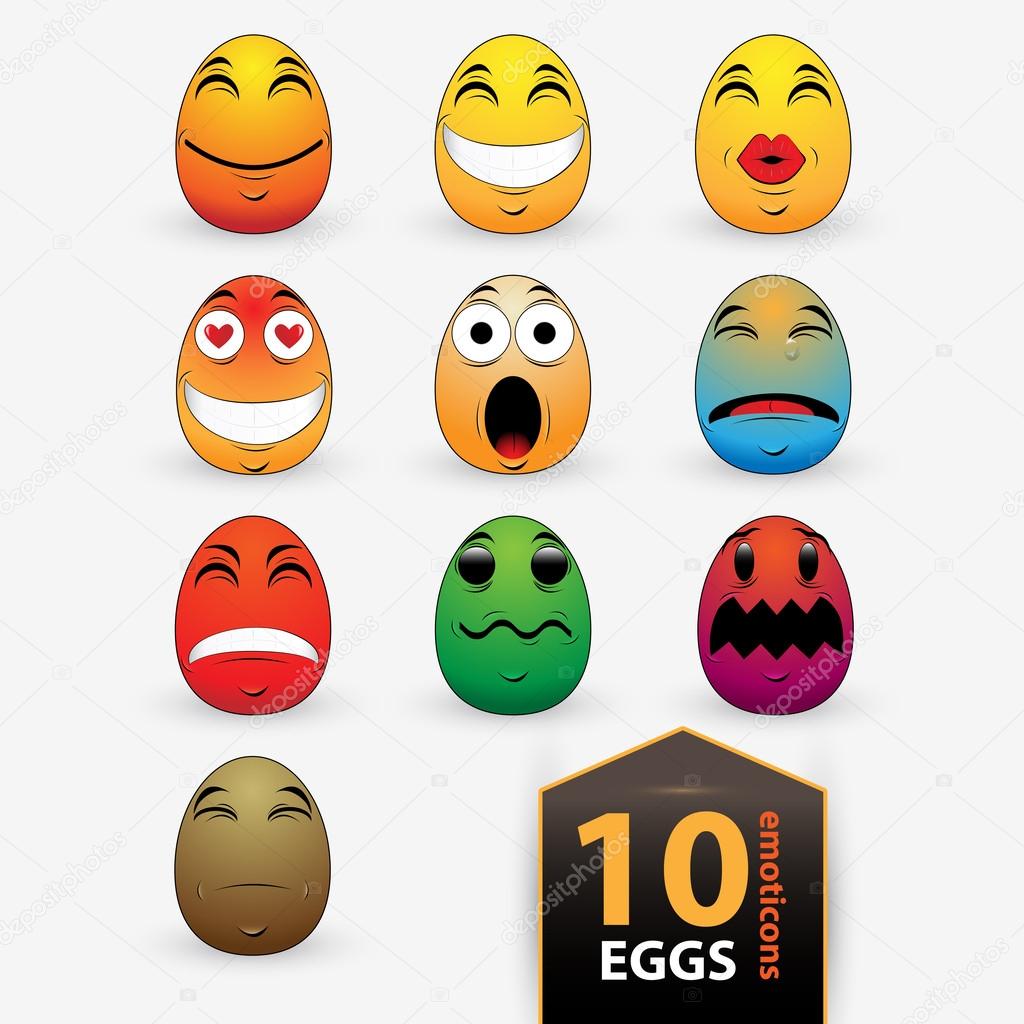 Set of vector egg emoticon illustration Stock Vector Image by