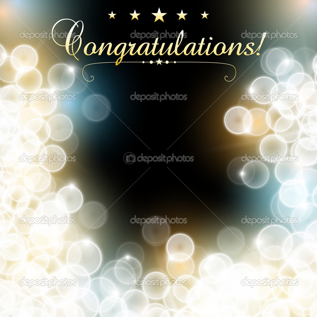 Vector congratulation illustration with blurred lights