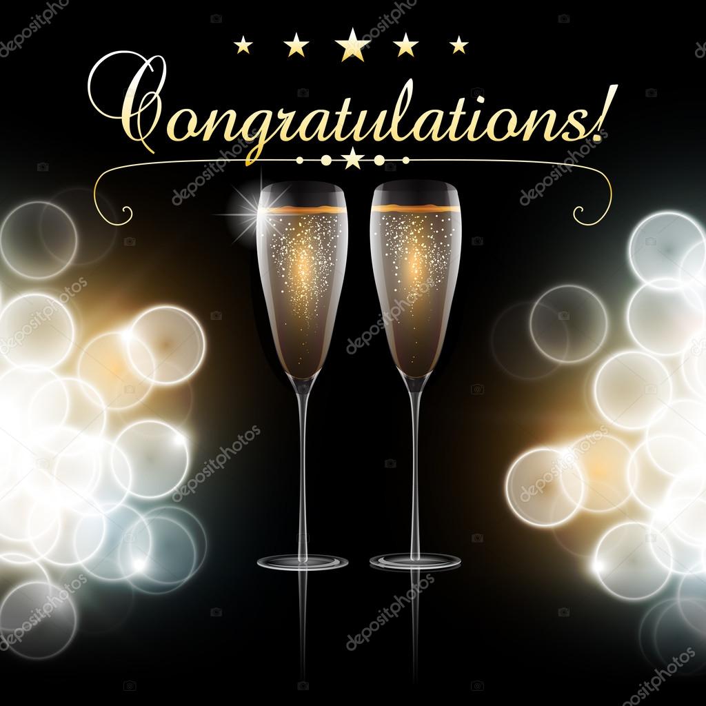 Vector Congratulation With A Pair Glass Of Champagne Stock Vector Image By C Jugulator