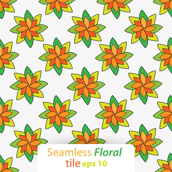 Vector seamless retro style floral tile background — Stock Vector