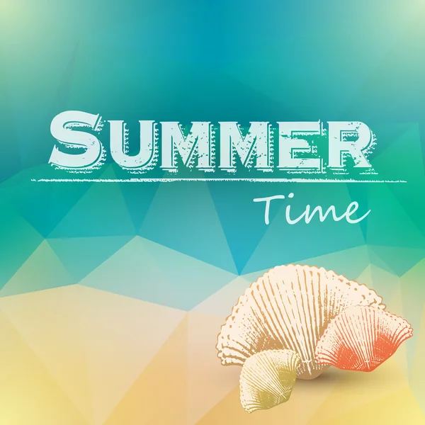 Vector zomer tekst met zee shell — Stockvector