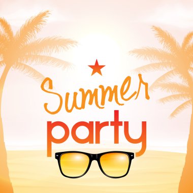 vektör yaz plaj partisi davetiyesi tasarımı ile güneş gözlüğü