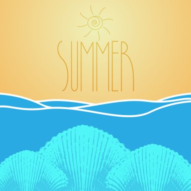 vector zomer achtergrond met Oceaan en zeeschelp