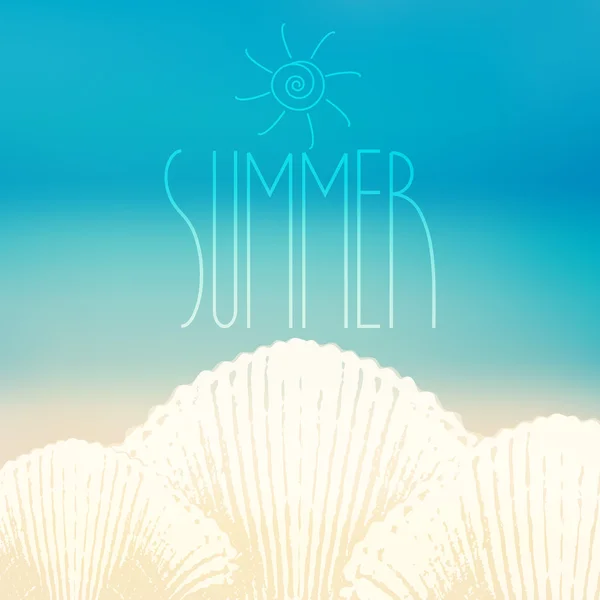 Vecteur fond d'été avec océan et coquillage — Image vectorielle