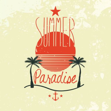 Güneş ile vektör yaz grunge arka plan