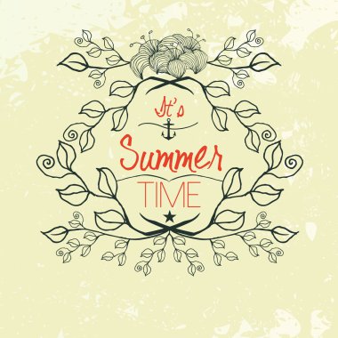 elle çizilmiş doğa arka plan, yaz saati vektör