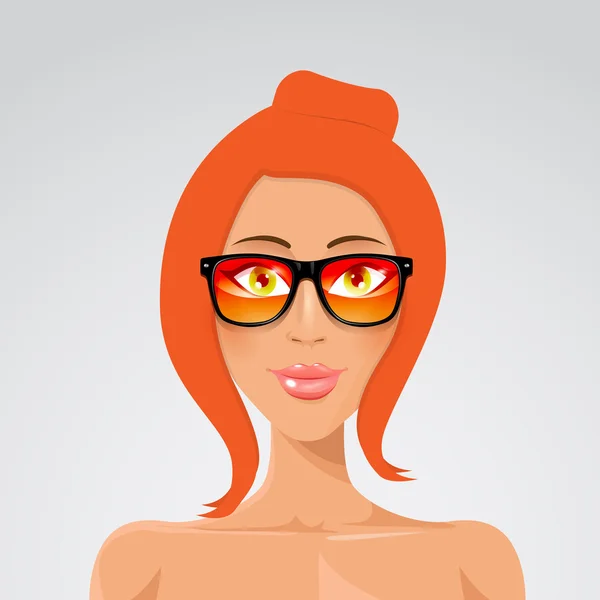 Retrato de mulher bonita em óculos de sol — Vetor de Stock
