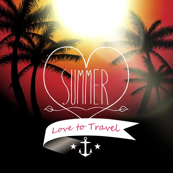 Vetor amor para viajar mensagem de verão —  Vetores de Stock