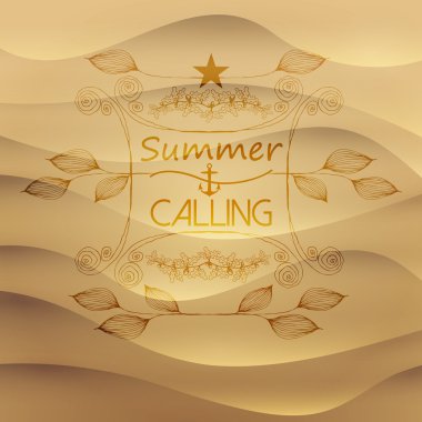 vintage elle çizilmiş yaz şirin calling vektör, çerçeve sa yapraklar