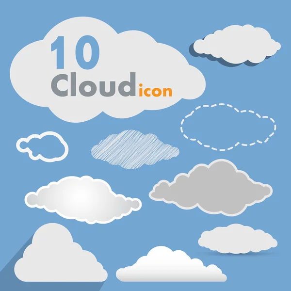Vector various collection of clouds — Stock Vector