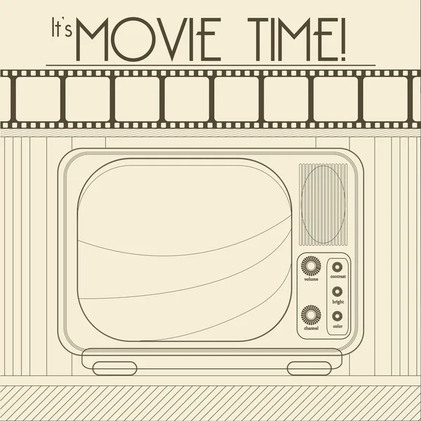 Vektor retro filmaffisch med vintage-TV — Stock vektor