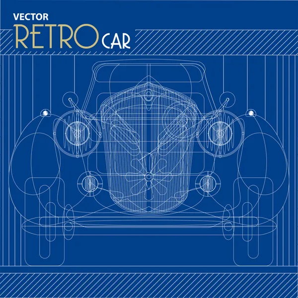 Vector Retro Car blueprint illustration — Stock Vector