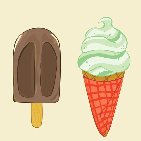 Dos helados — Vector de stock