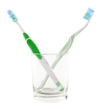 İki yeşil diş fırçaları