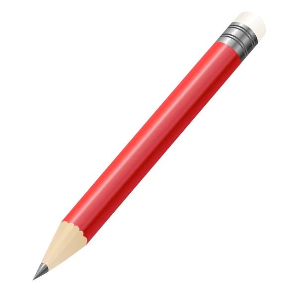 Red pencil on white background — Stock Vector