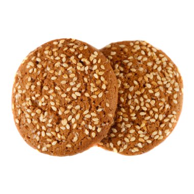 Beyaz arkaplanda yulaf ezmesi kurabiyeleri izole