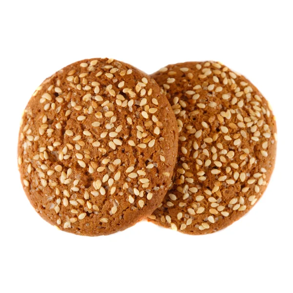 Beyaz arkaplanda yulaf ezmesi kurabiyeleri izole