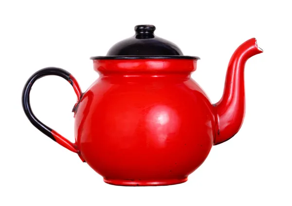 Olla roja de té — Foto de Stock