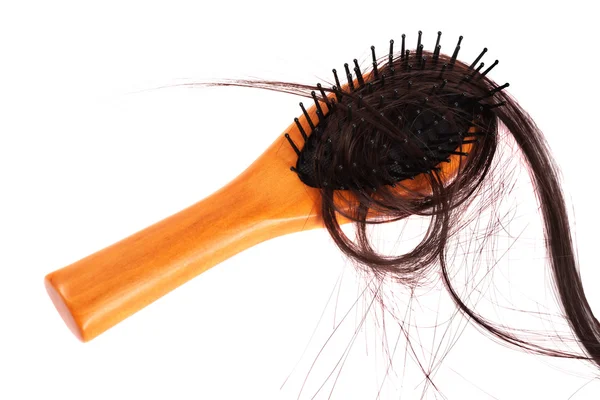 Hair brush with lost hair on it — Stock Photo, Image