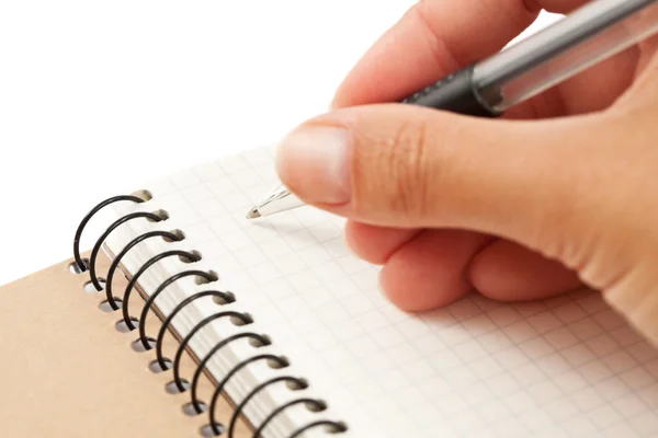 Notebook and hand with pen — Stock Photo, Image