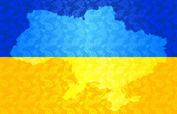 Karte der Ukraine in den Nationalflaggenfarben — Stockvektor