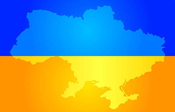 Map of Ukraine in National flag colors