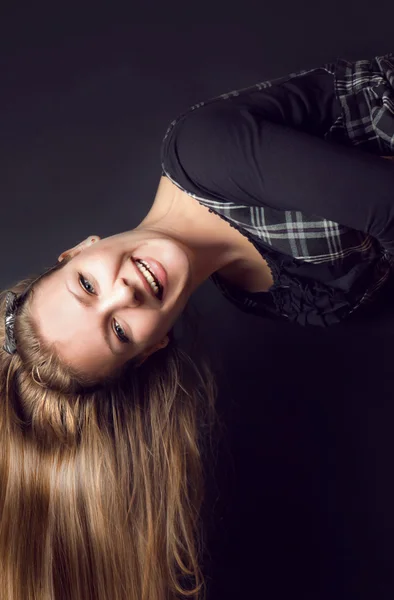 Cheerful woman laughs — Stock Photo, Image