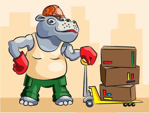 Hippopotamus - loader — Stock Vector