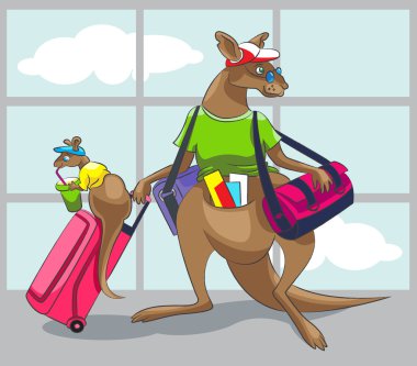Kangaroo travels with a family