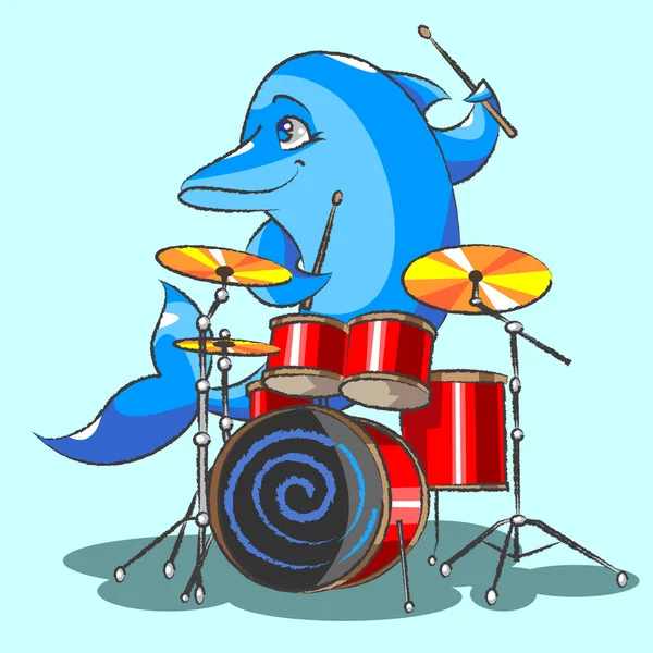 El delfín es el jazz el baterista — Archivo Imágenes Vectoriales