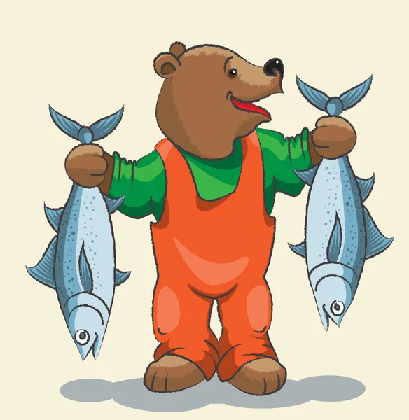 Bear - fisherman — Stock Vector