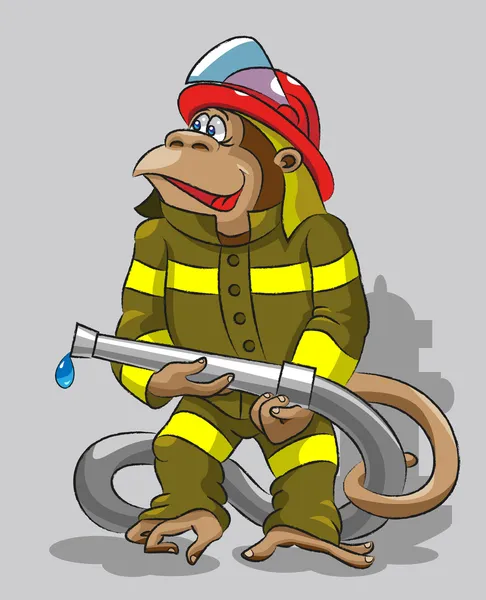 Monkey - fireman — Stock Vector