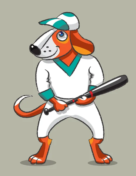 Perro el jugador de béisbol — Vector de stock