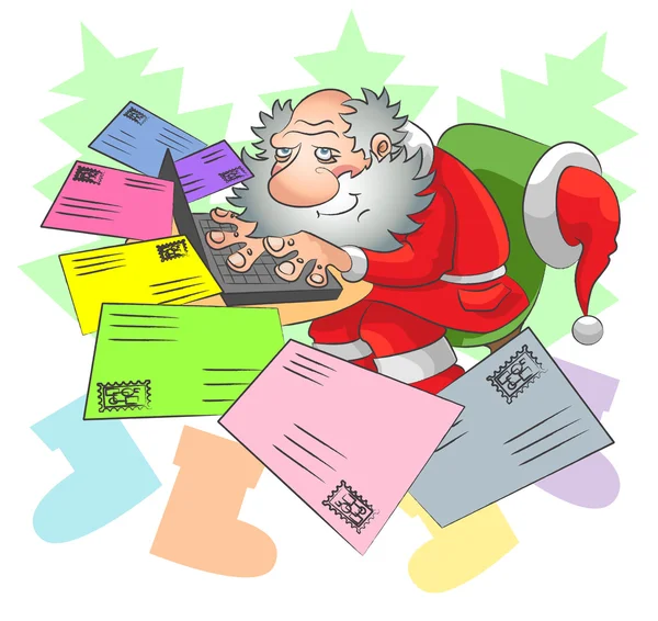 Santa and e-mail — Stock Vector