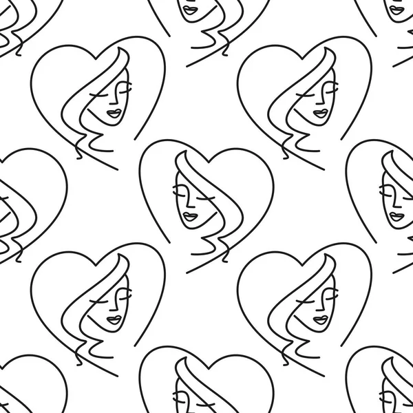 Логотип Девушки Белом Фоне Женское Лицо Сердце Эмблема Салона Красоты — стоковый вектор
