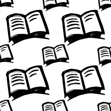 Karalama kitabı - kusursuz siyah-beyaz vektör arkaplanı. düz çizim ile okunur