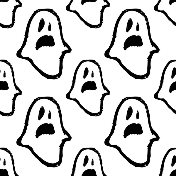Fantôme Halloween Motif Sans Couture Illustration Vectorielle Fantôme Dans Style — Image vectorielle