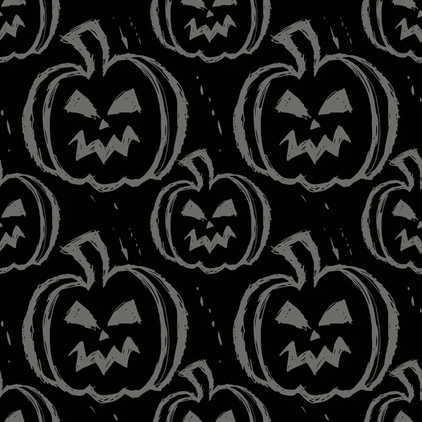 Abóbora Halloween Sem Costura Padrão Abóbora Horrível Ilustração Vetorial Estilo —  Vetores de Stock