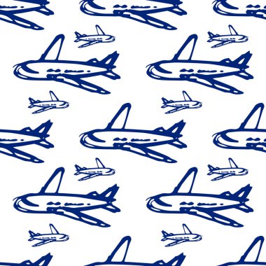 Uçak karalama - vektör kusursuz desen. yolcu havayolları - düz stil renk illüstrasyonu