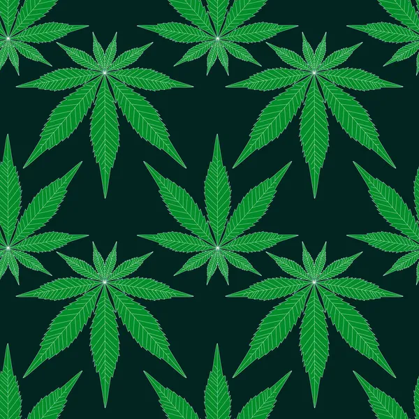 Kenevir yaprağı dikişsiz desen yeşil. Marihuana otu deseni