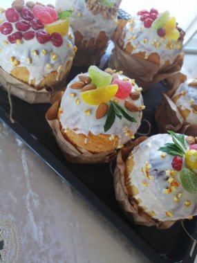 Paskalya pastası. İsa 'nın dirilişinin bayramı. fırın
