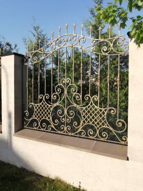 Çit demirciliği. Dış görünüş. Özel bir ev için tasarım