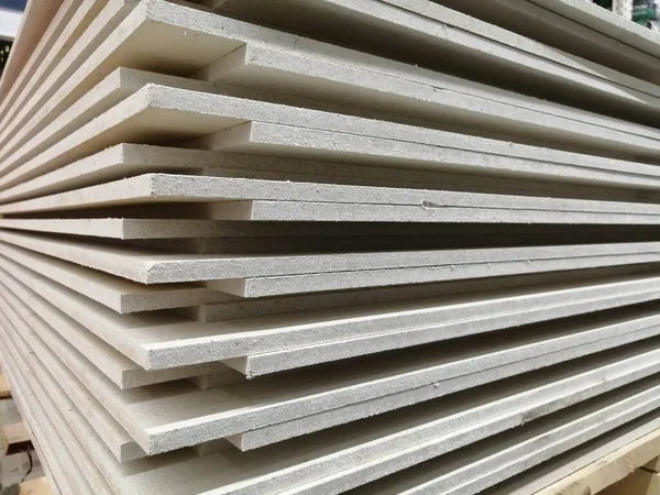 Pilha Drywall Material Construção Perto Uma Loja — Fotografia de Stock