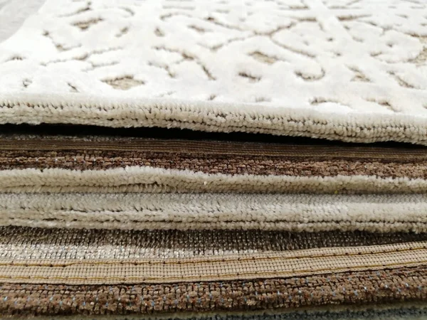 Teppichstapel Großaufnahme Textilien Für Den Innenraum — Stockfoto