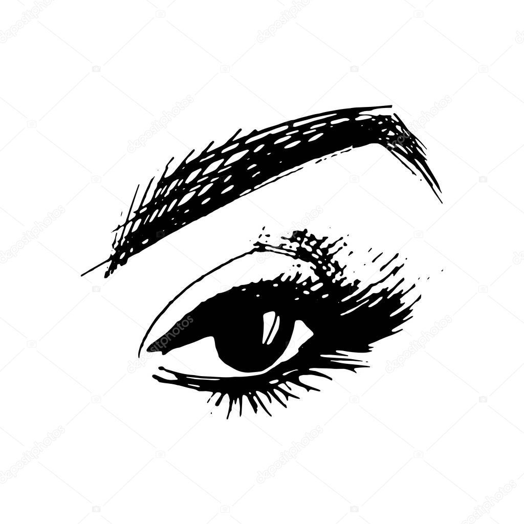 eyelash makeup. eye - vector sketch on white background