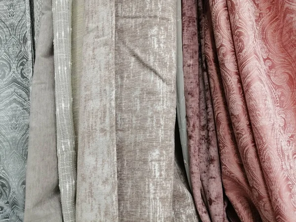 Stoffset Vorhanden Textilsortiment Geschäft — Stockfoto