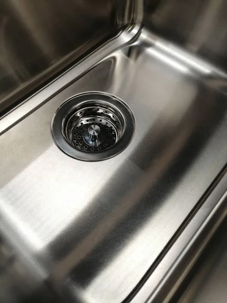 Sink Metal Plumbing Kitchen Close — Stock Photo, Image