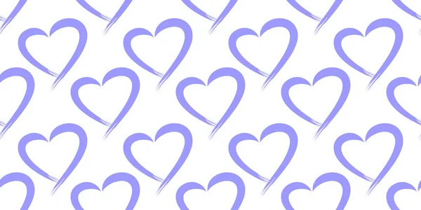 Heart Very Peri Heart Drawn Casually Seamless Pattern Valentine Day — Stockvektor